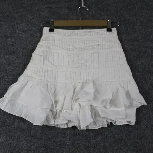 Aje Skirt 8 Reine Shirred Ruffle Mini White Pleated Boho Coquette Fairy Girly - Picture 4 of 10